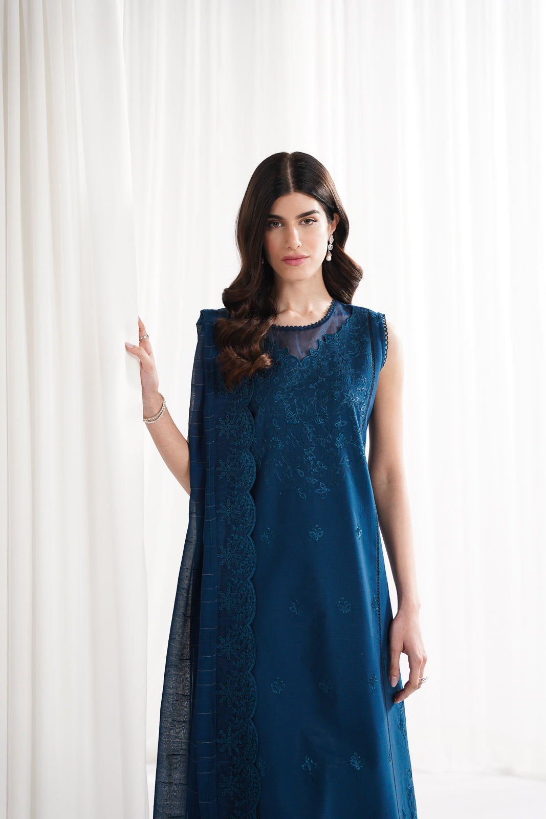 TEAL BLUE LUXURY EMBROIDERED 3PCS SET NPA3-25412 (EID 2025 READY TO WEAR)