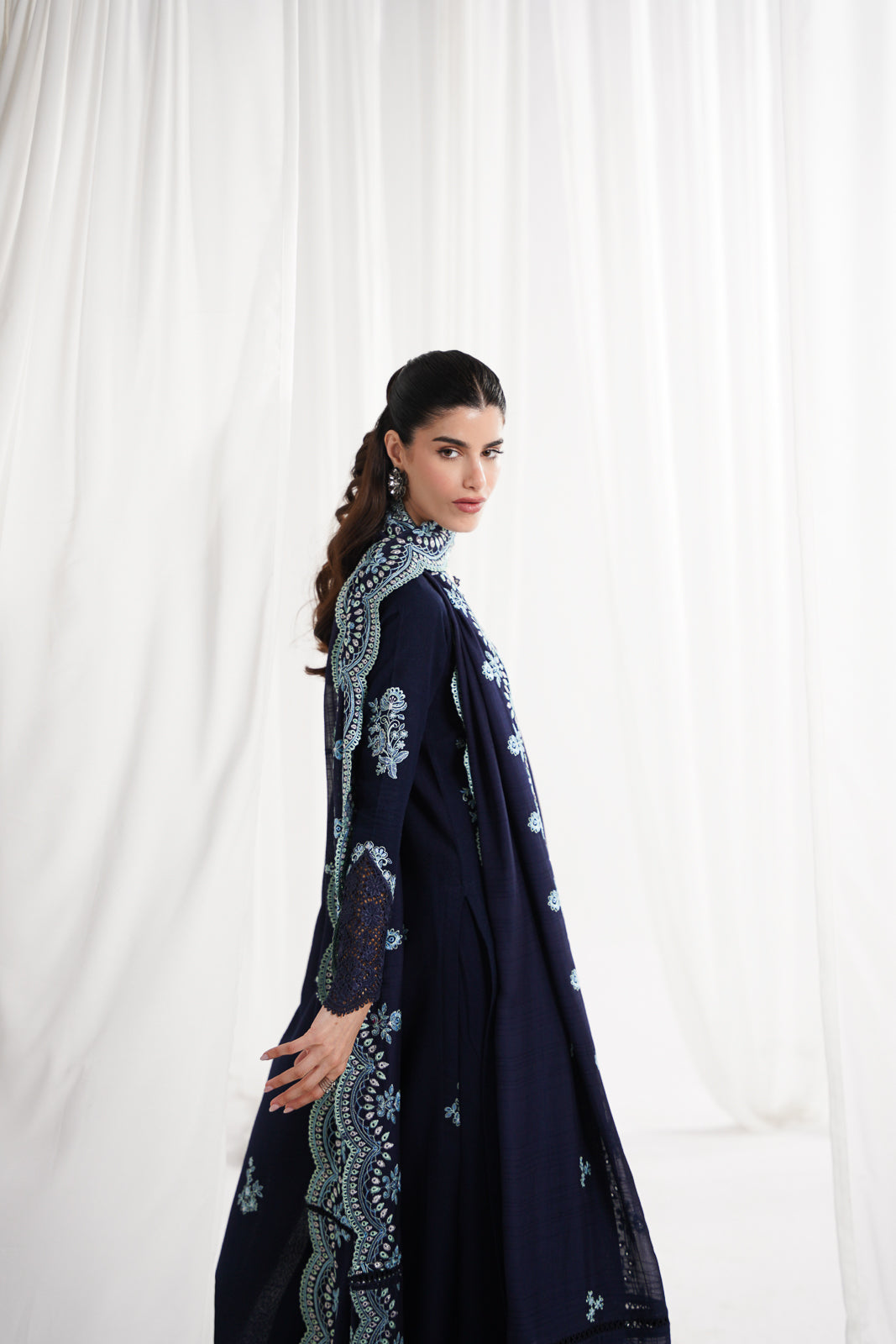 NAVY BLUE LUXURY EMBROIDERED 3PCS SET NPA3-25417 (EID 2025 READY TO WEAR)