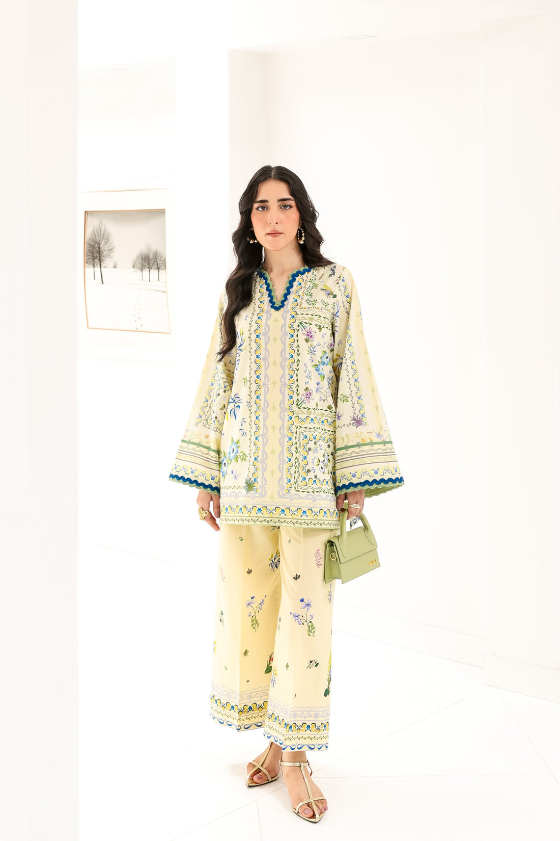 BUTTER YELLOW LUXURY PRINTED 2PCS SET (NPA2-25311) READY TO WEAR / READY TO SHIP
