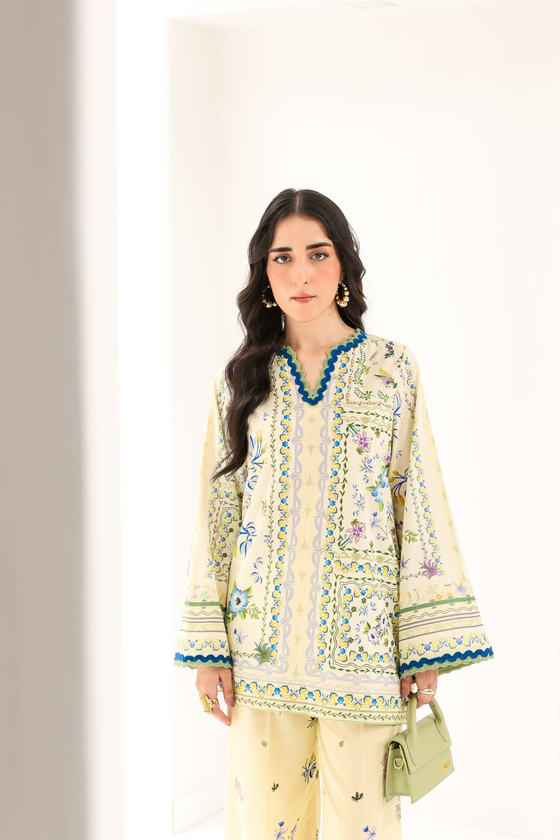 BUTTER YELLOW LUXURY PRINTED 2PCS SET (NPA2-25311) READY TO WEAR / READY TO SHIP