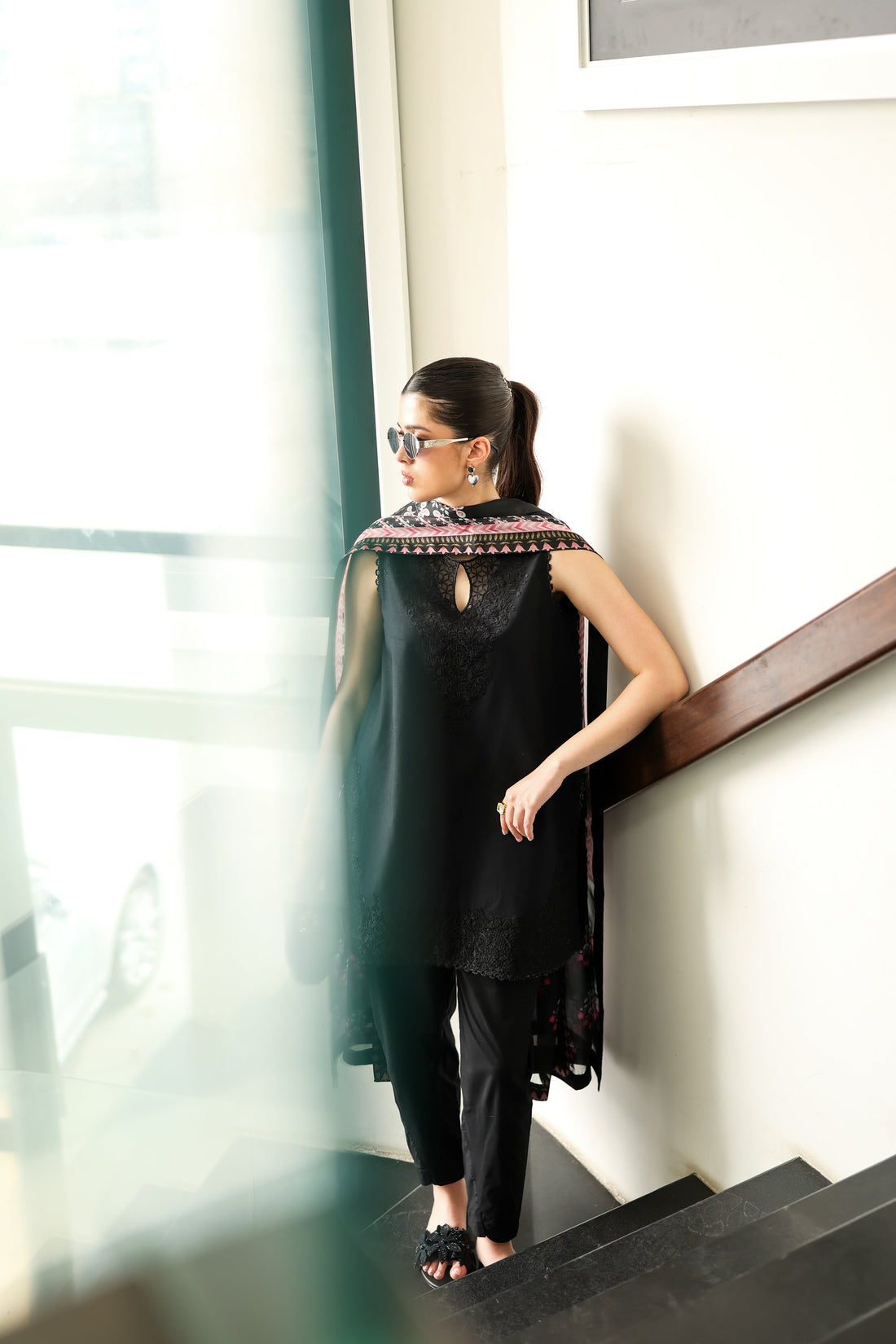 JET BLACK LUXURY EMBROIDERED 3 PCS SET (NPA3-25430)-READY TO WEAR / READY TO SHIP