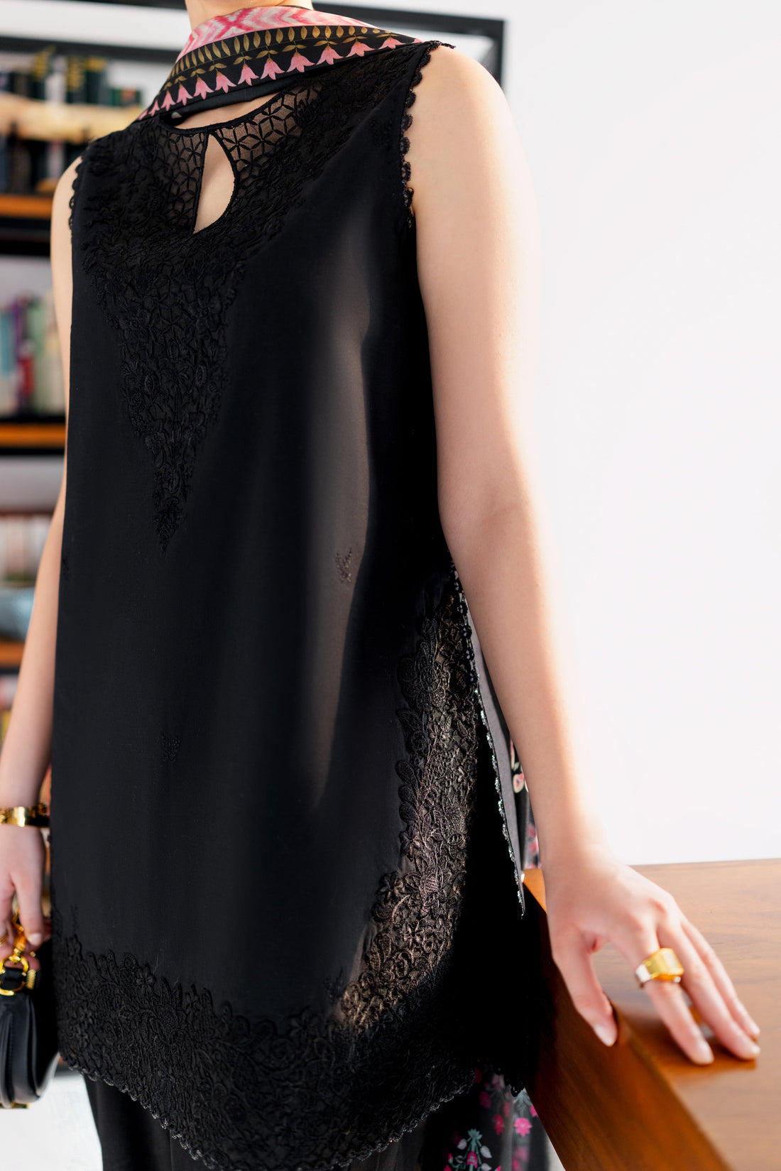 JET BLACK LUXURY EMBROIDERED 3 PCS SET (NPA3-25430)-READY TO WEAR / READY TO SHIP