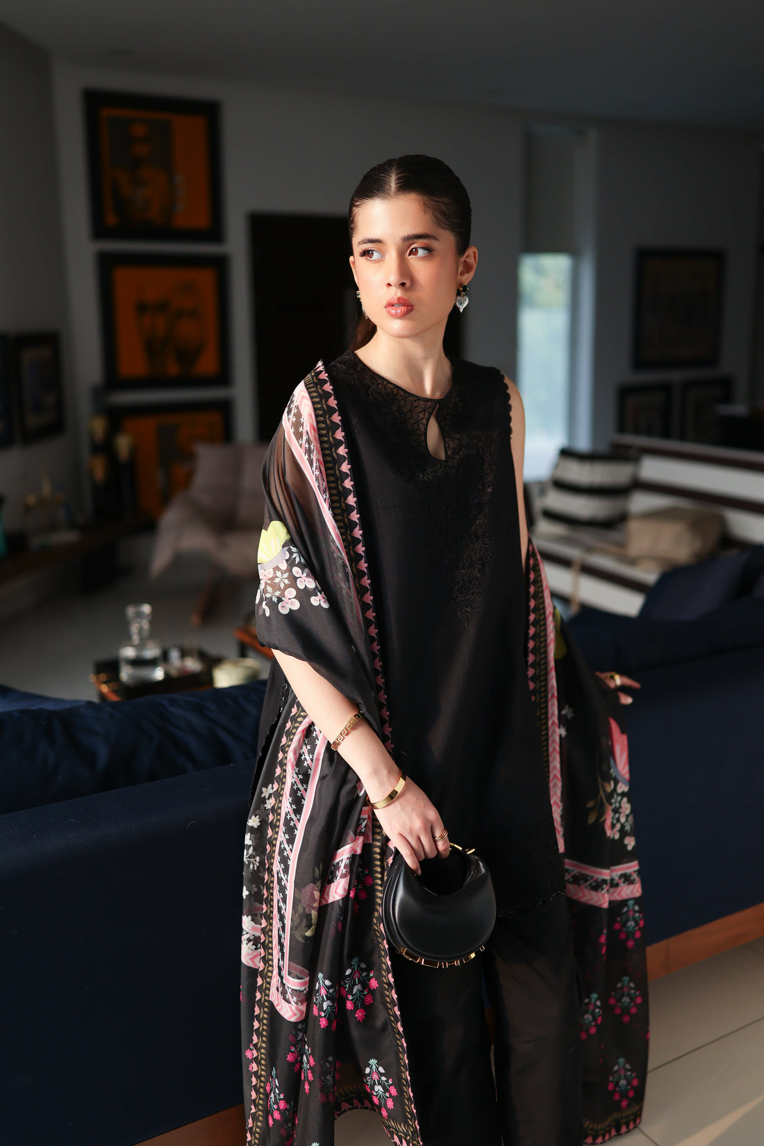 JET BLACK LUXURY EMBROIDERED 3 PCS SET (NPA3-25430)-READY TO WEAR / READY TO SHIP
