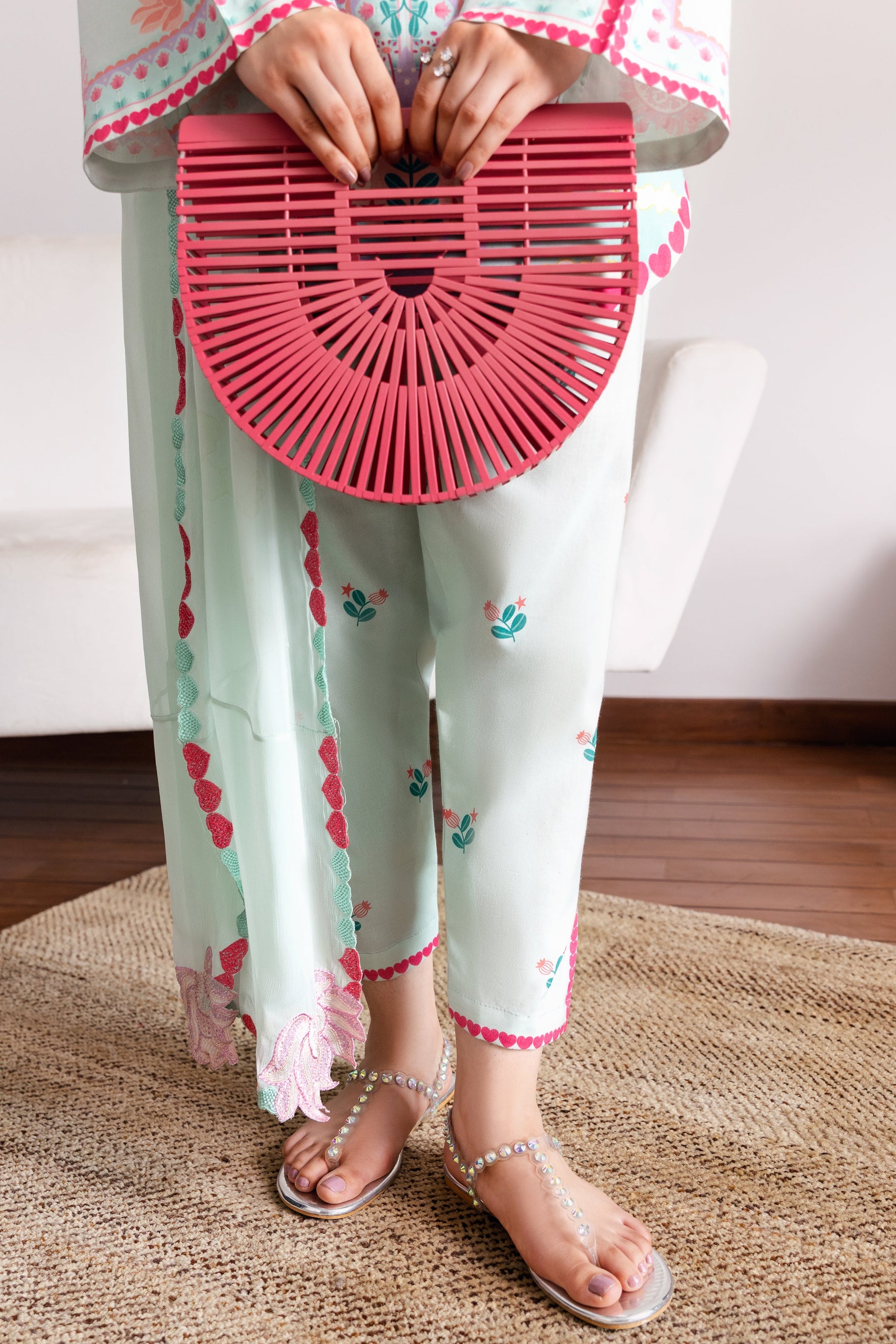 SOFT MINT GREEN LUXURY PRINTED 3PCS SET (NPA3-25432)-READY TO WEAR