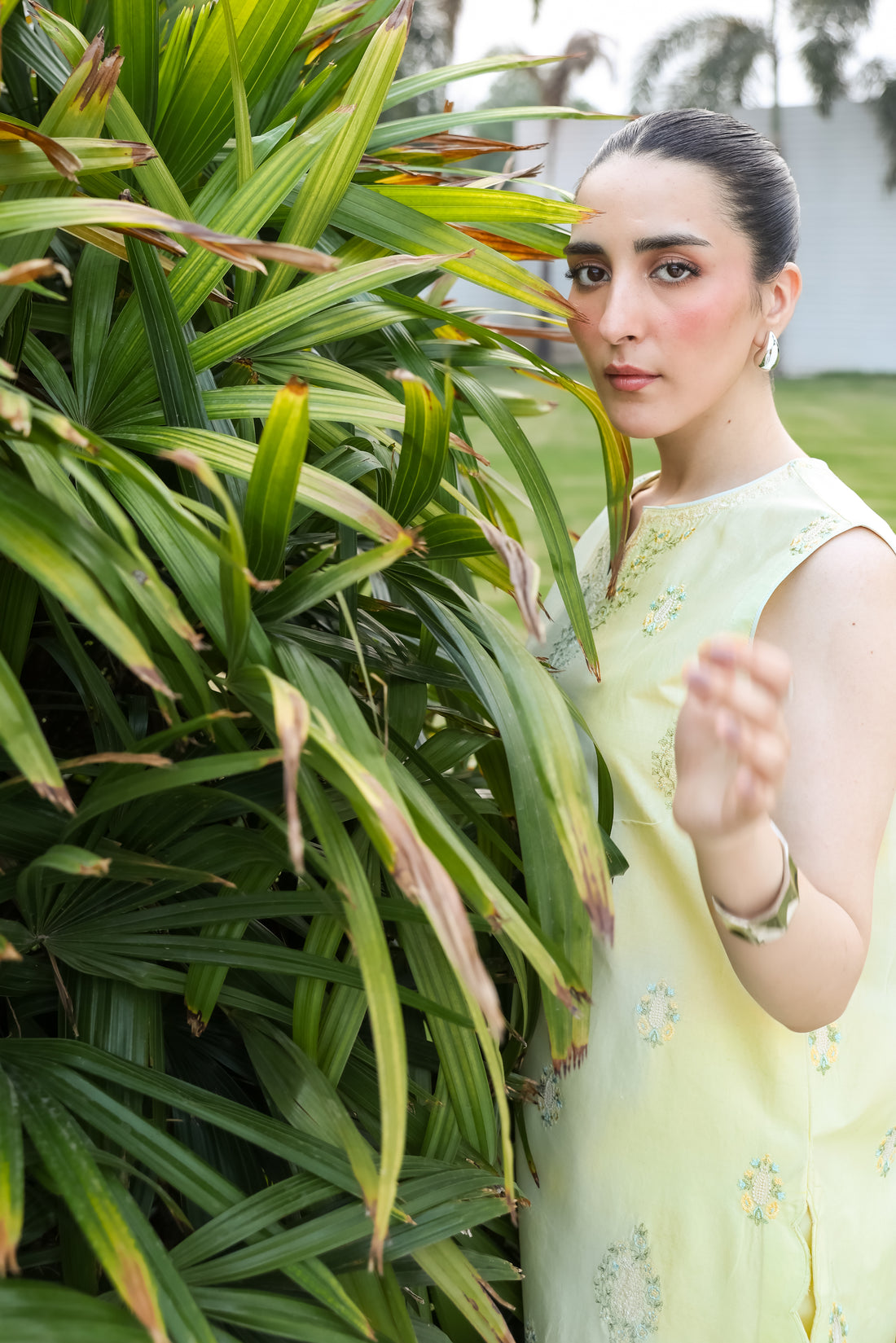 LIME YELLOW LUXURY EMBROIDERED 2PCS SET (NPA2-25304) - READY TO WEAR / READY TO SHIP
