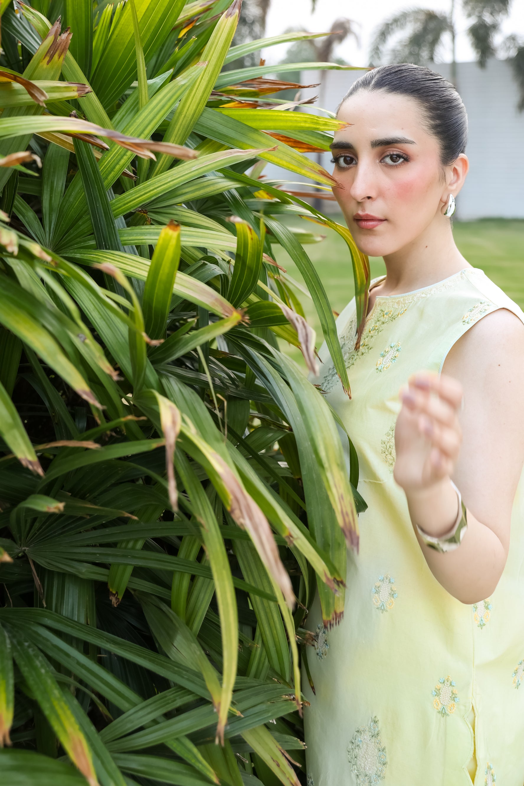 LIME YELLOW LUXURY EMBROIDERED 2PCS SET (NPA2-25304) - READY TO WEAR / READY TO SHIP