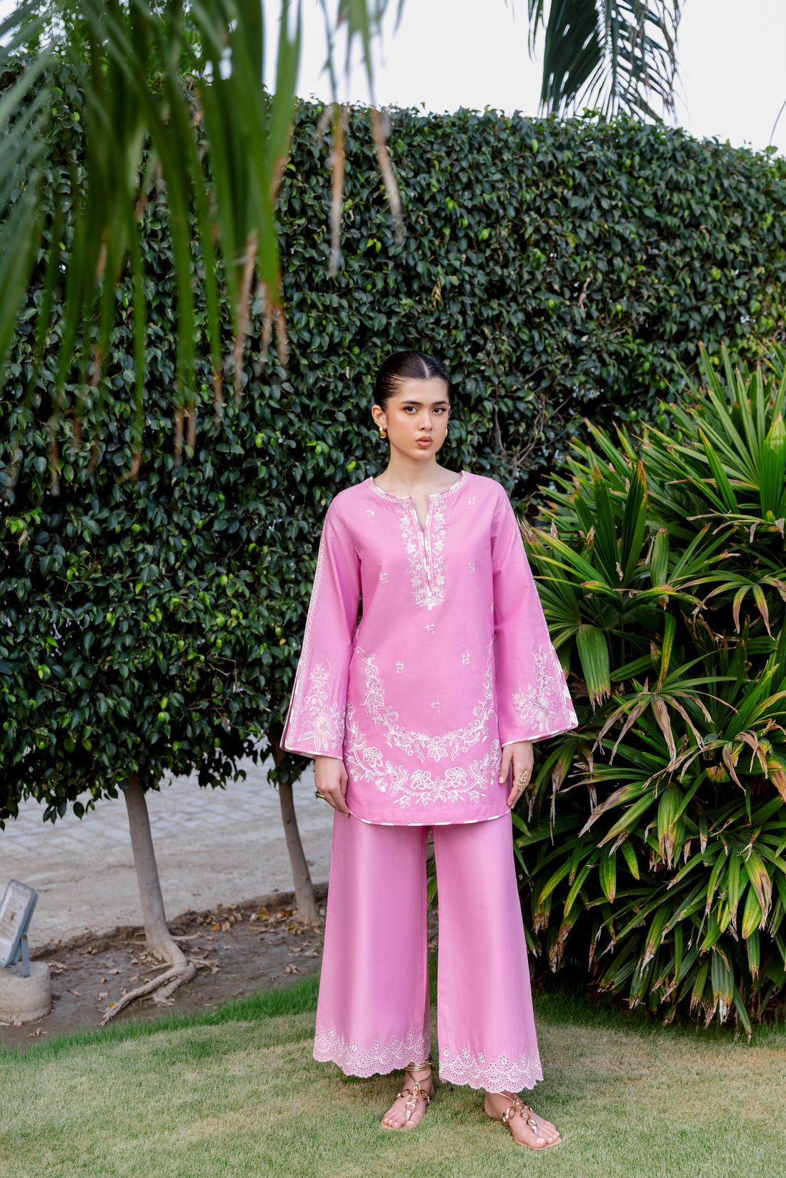 BRIGHT PINK LUXURY EMBROIDERED 2PCS SET (NPA2-25305) - READY TO WEAR / READY TO SHIP