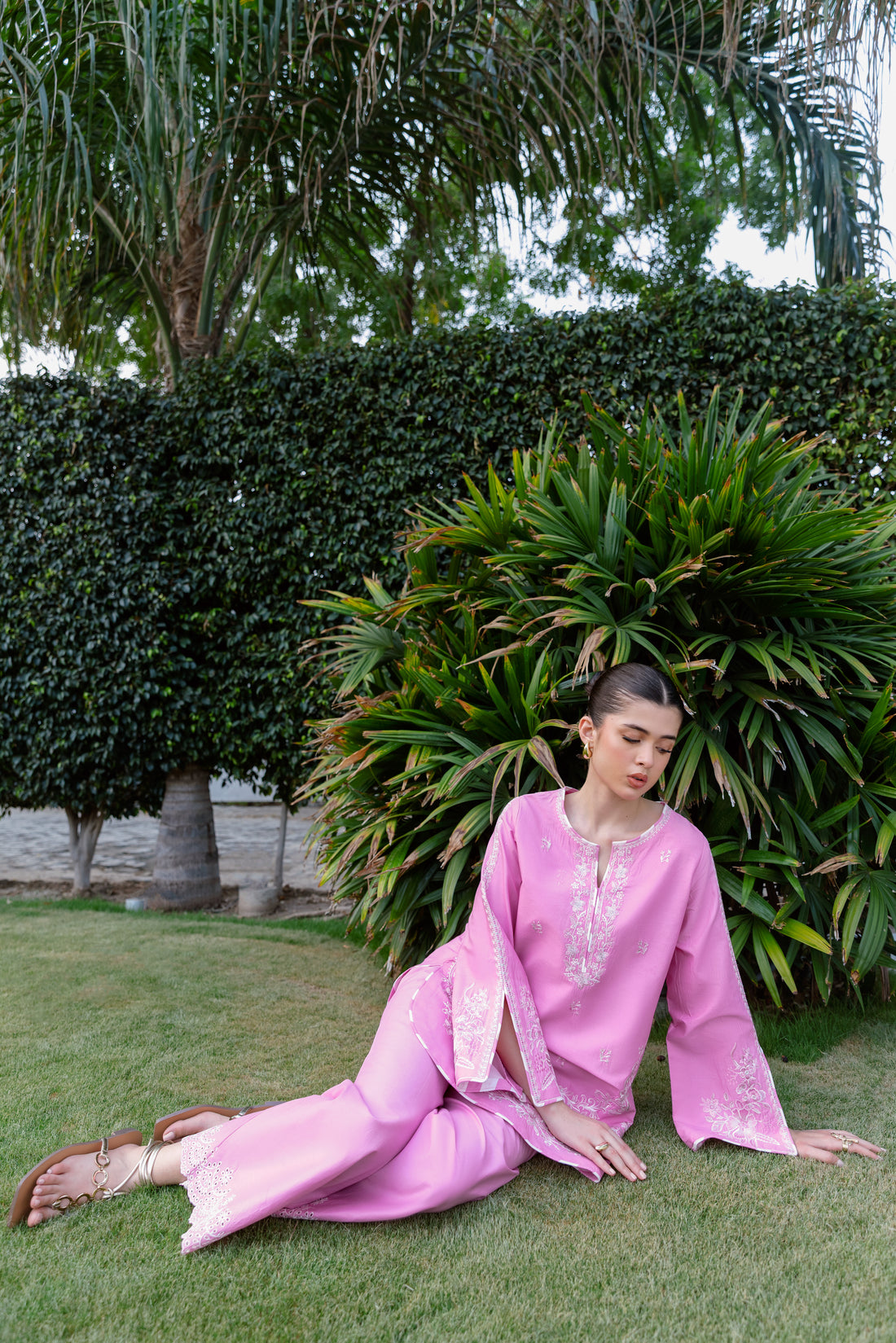 BRIGHT PINK LUXURY EMBROIDERED 2PCS SET (NPA2-25305) - READY TO WEAR / READY TO SHIP