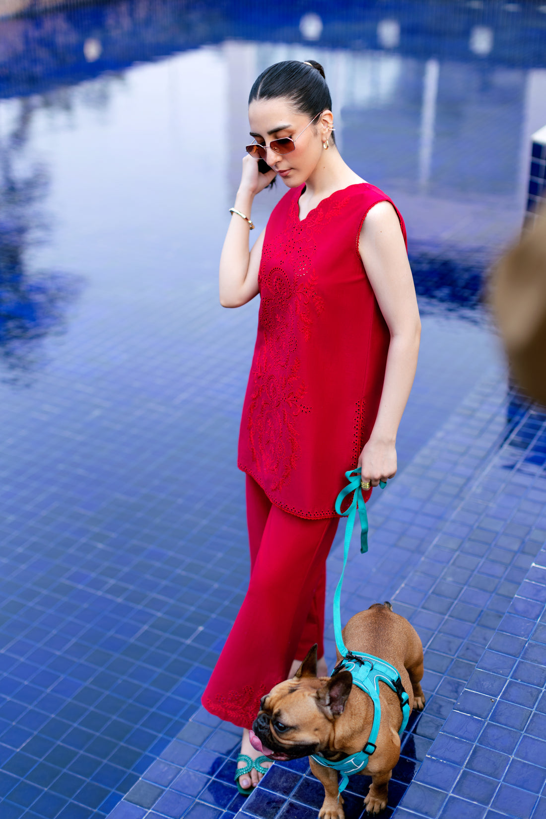 RASPBERRY RED LUXURY EMBROIDERED 2PCS SET (NPA2-25301) - READY TO WEAR /READY TO SHIP