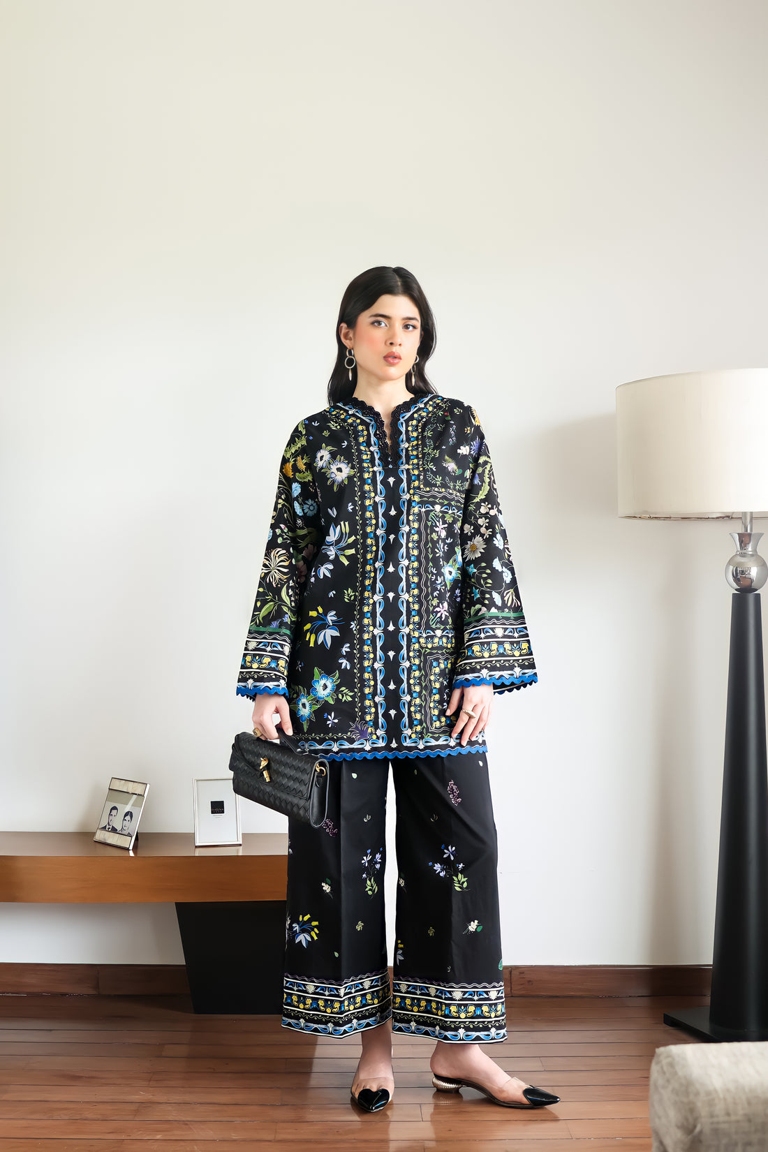 BLACK LUXURY PRINTED 2PCS SET (NPA2-25309)-READY TO WEAR / READY TO SHIP