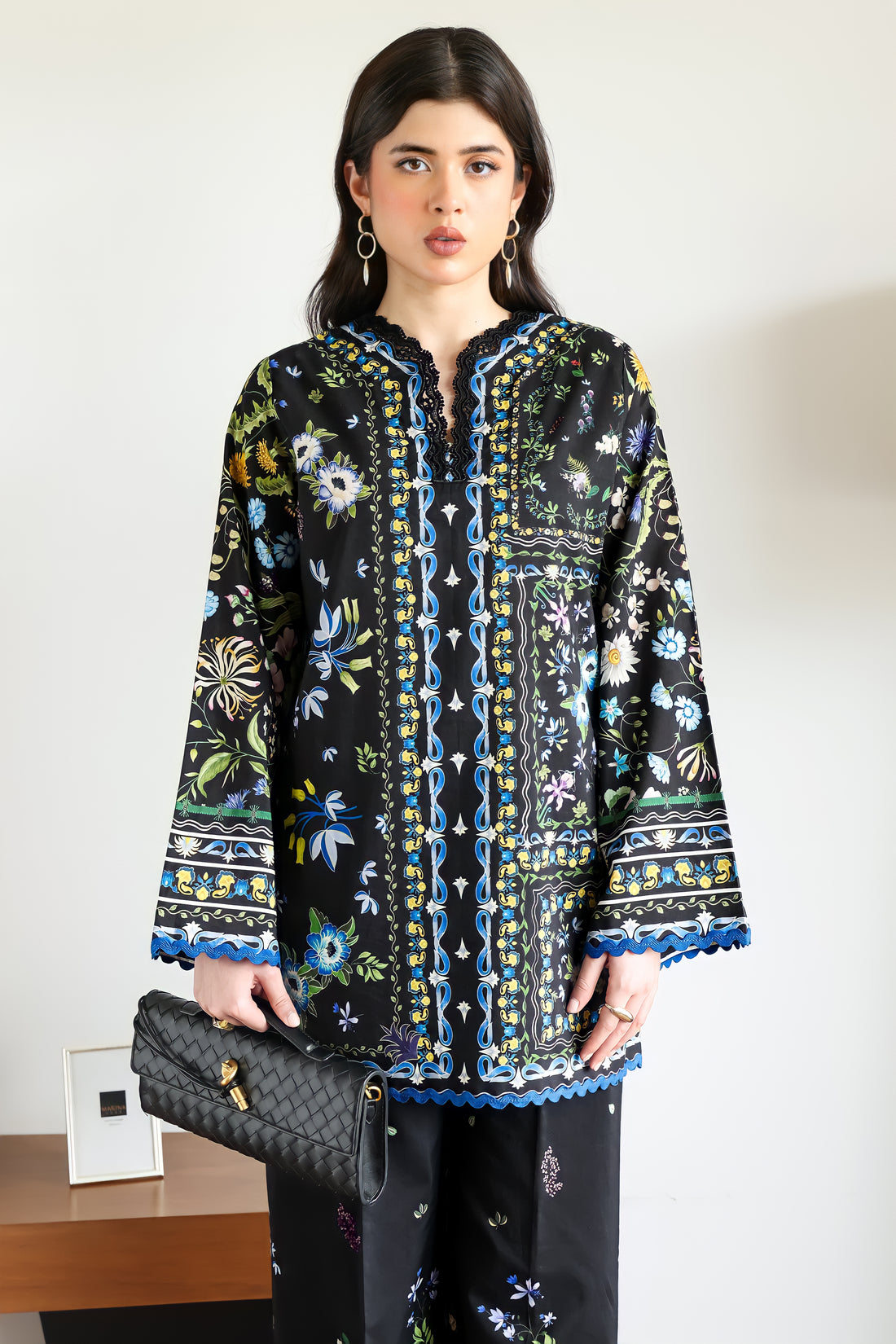 BLACK LUXURY PRINTED 2PCS SET (NPA2-25309)-READY TO WEAR / READY TO SHIP