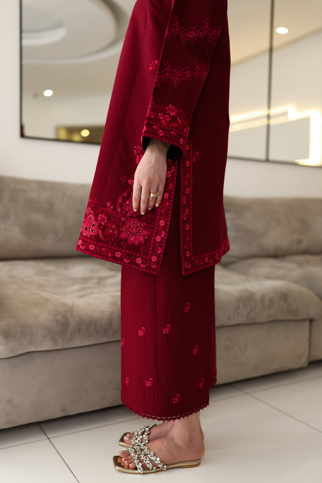 DEEP MAROON LUXURY EMBROIDERED 2PCS SET (NPA2-25307)-READY TO WEAR / READY TO SHIP