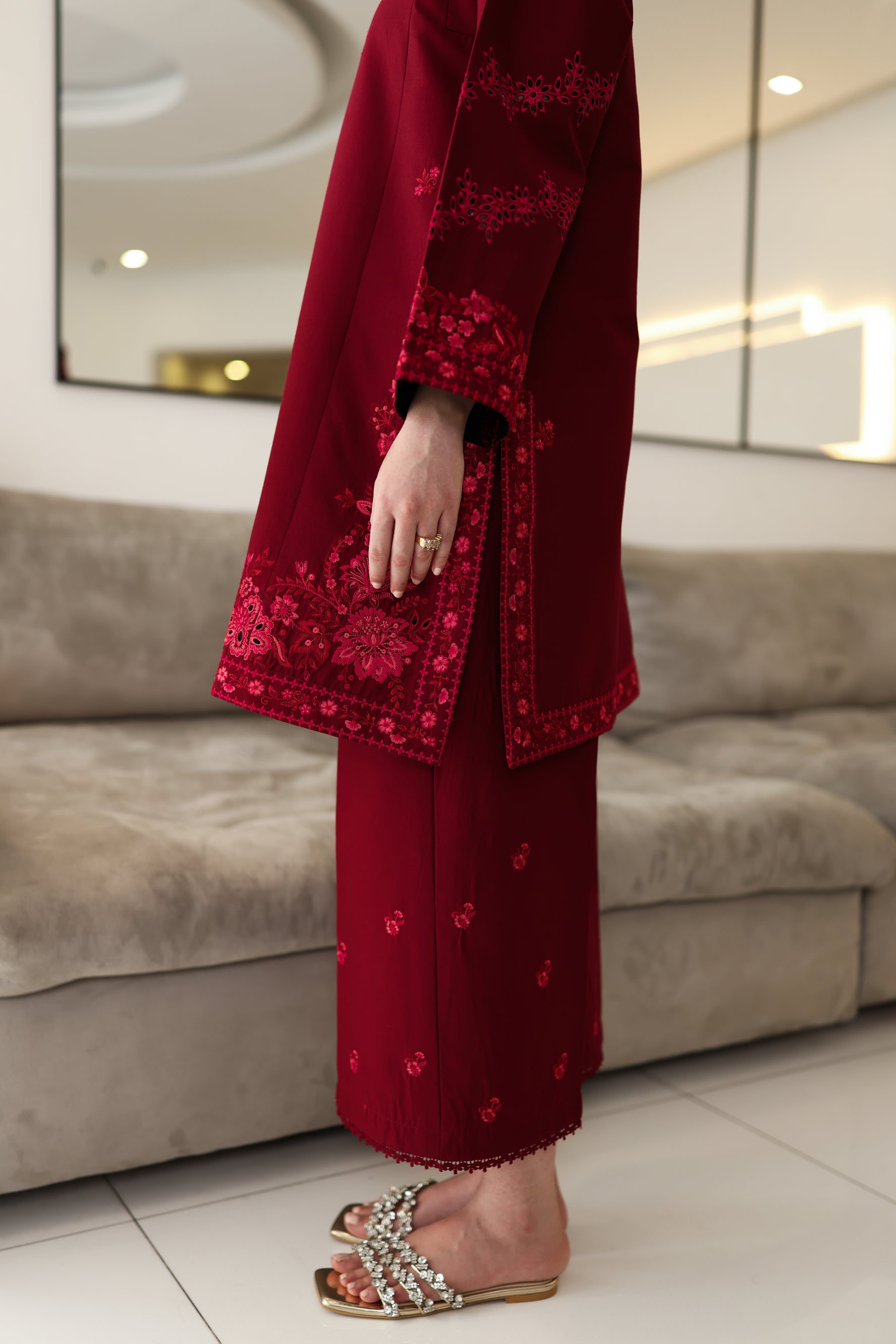 DEEP MAROON LUXURY EMBROIDERED 2PCS SET (NPA2-25307)-READY TO WEAR / READY TO SHIP