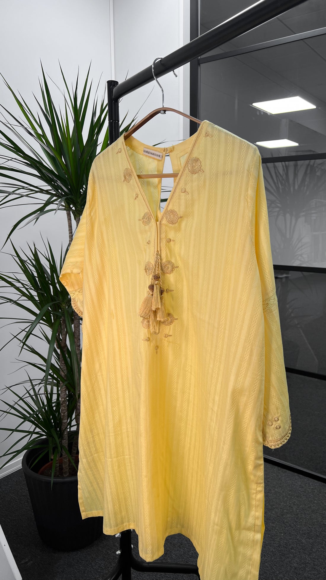 M&M FREE SIZE LEMON EMBROIDERED EXCLUSIVE KURTI | READY TO SHIP