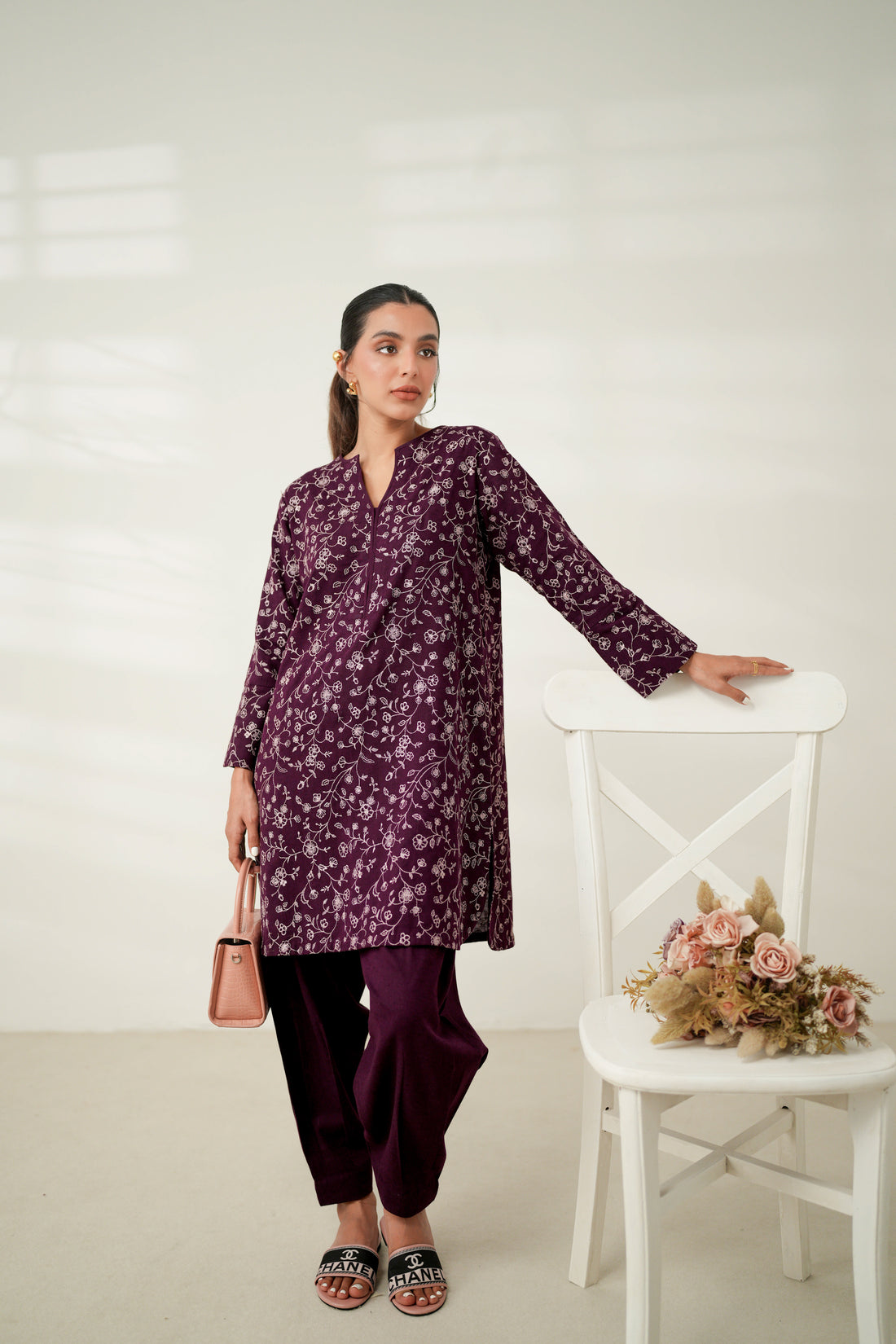 PLUM LUXURY EMBROIDERED FALL SET (NPA2-24319) - READY TO SHIP