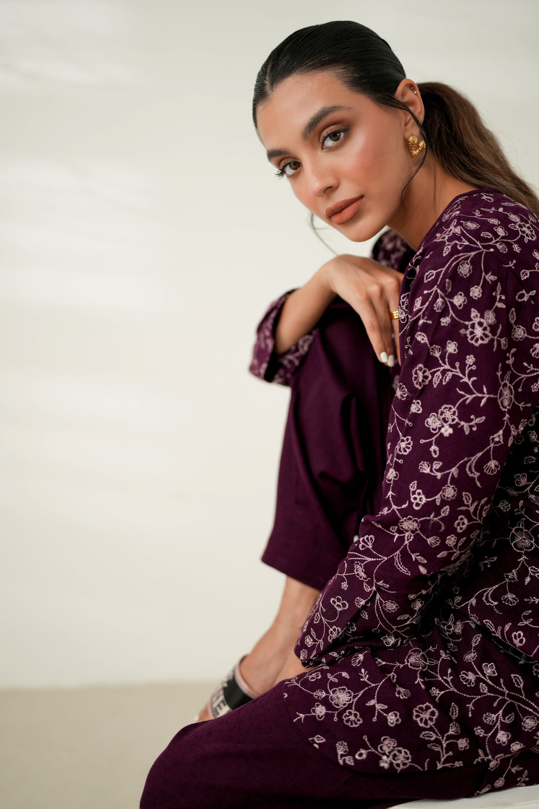 PLUM LUXURY EMBROIDERED FALL SET (NPA2-24319) - READY TO SHIP