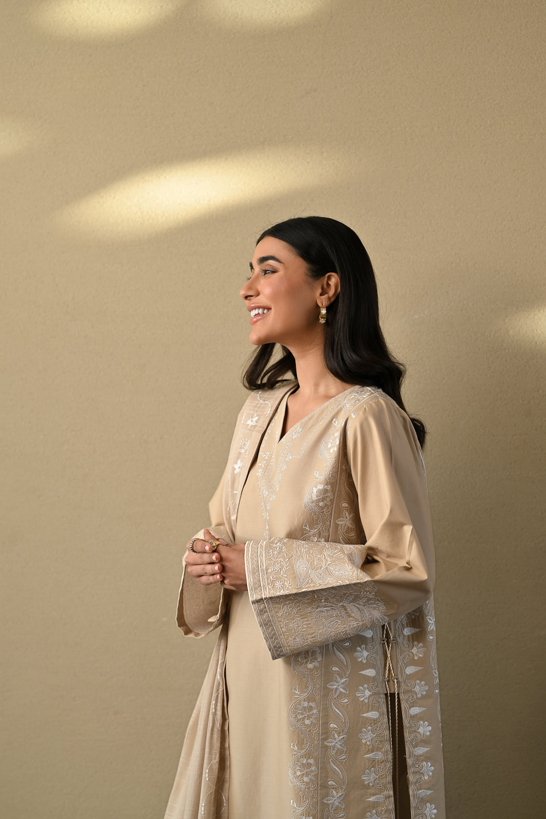 SANDSTONE LUXURY EMBROIDERED 3PCS SET NPA3-25403 READY TO WEAR / READY TO SHIP