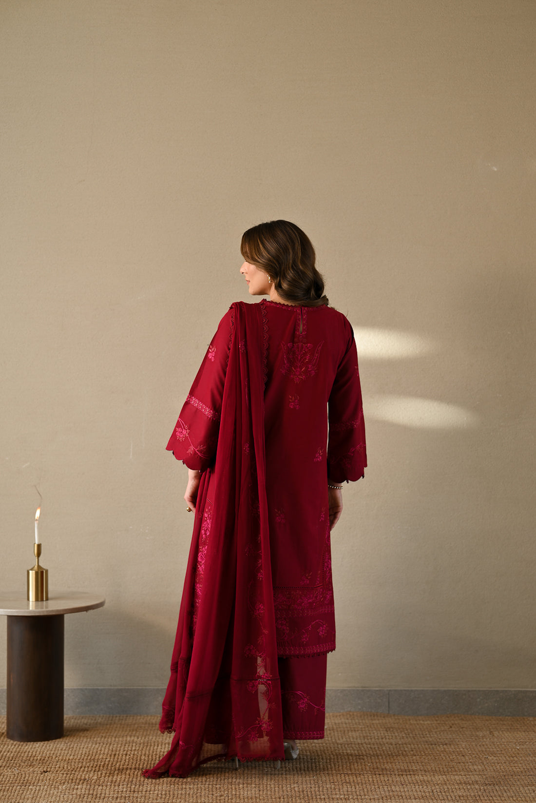 MAROON LUXURY EMBROIDERED 3PCS SET (NPA3-25405) READY TO WEAR / READY TO SHIP