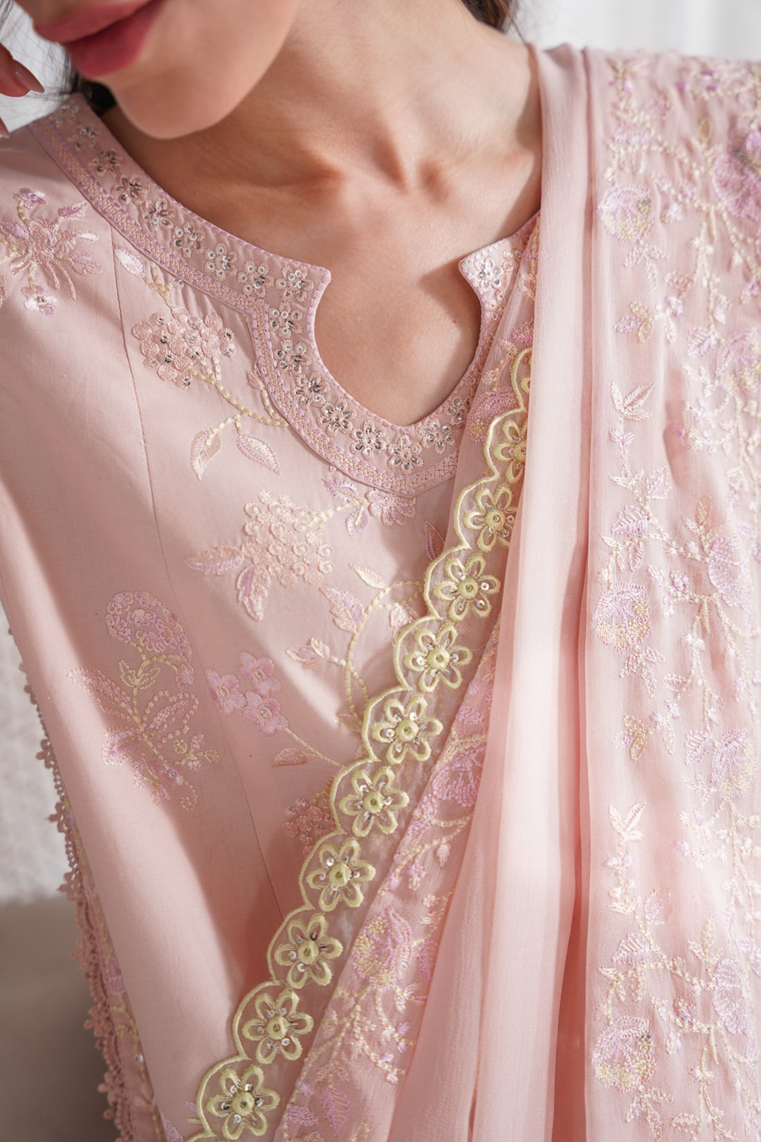 PASTEL PINK LUXURY EMBROIDERED 3PCS SET NPA3-25413 (EID 2025 READY TO WEAR)