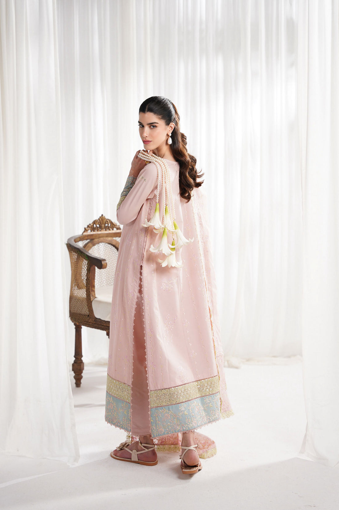 PASTEL PINK LUXURY EMBROIDERED 3PCS SET NPA3-25413 (EID 2025 READY TO WEAR)