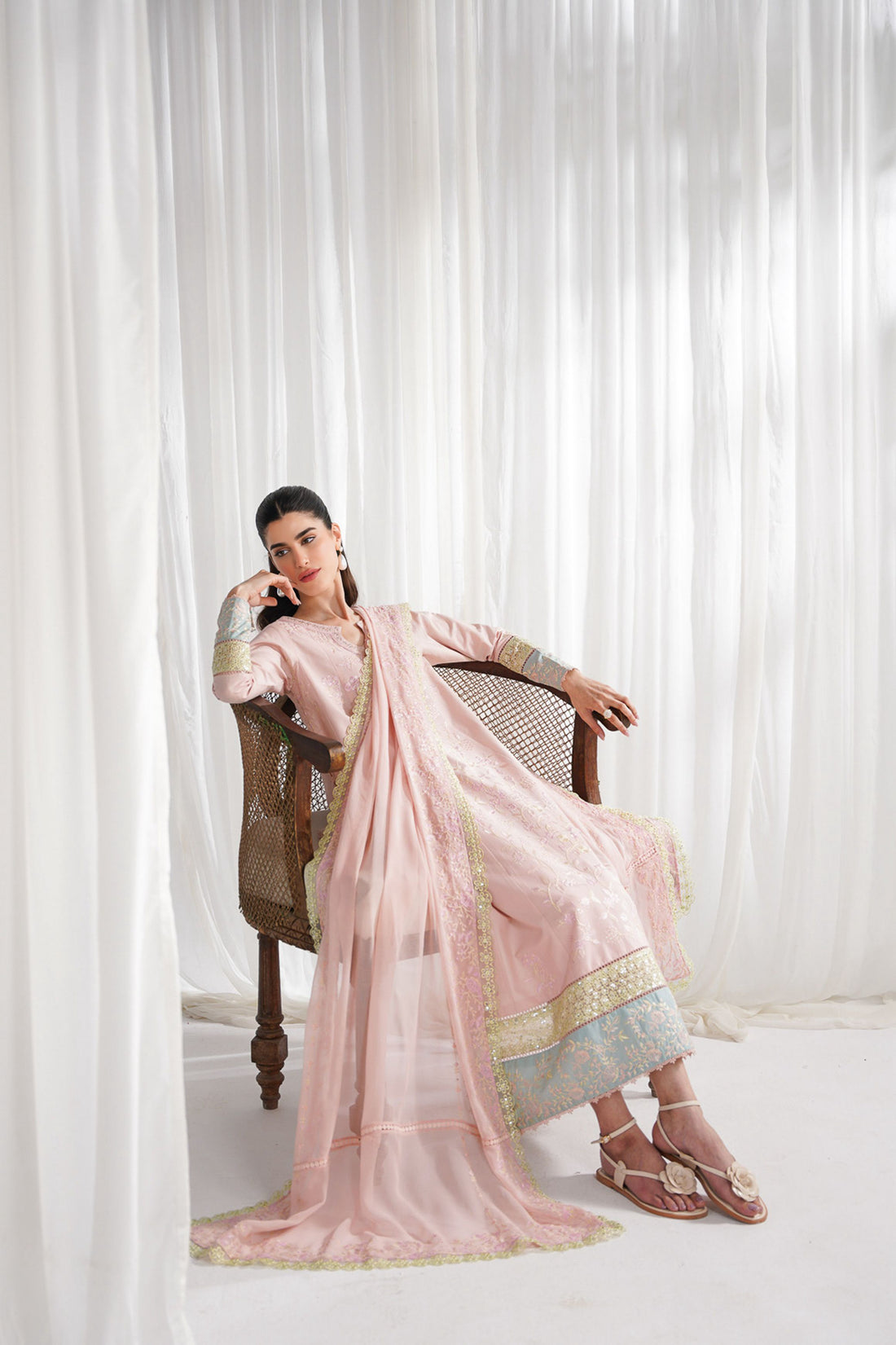 PASTEL PINK LUXURY EMBROIDERED 3PCS SET NPA3-25413 (EID 2025 READY TO WEAR)