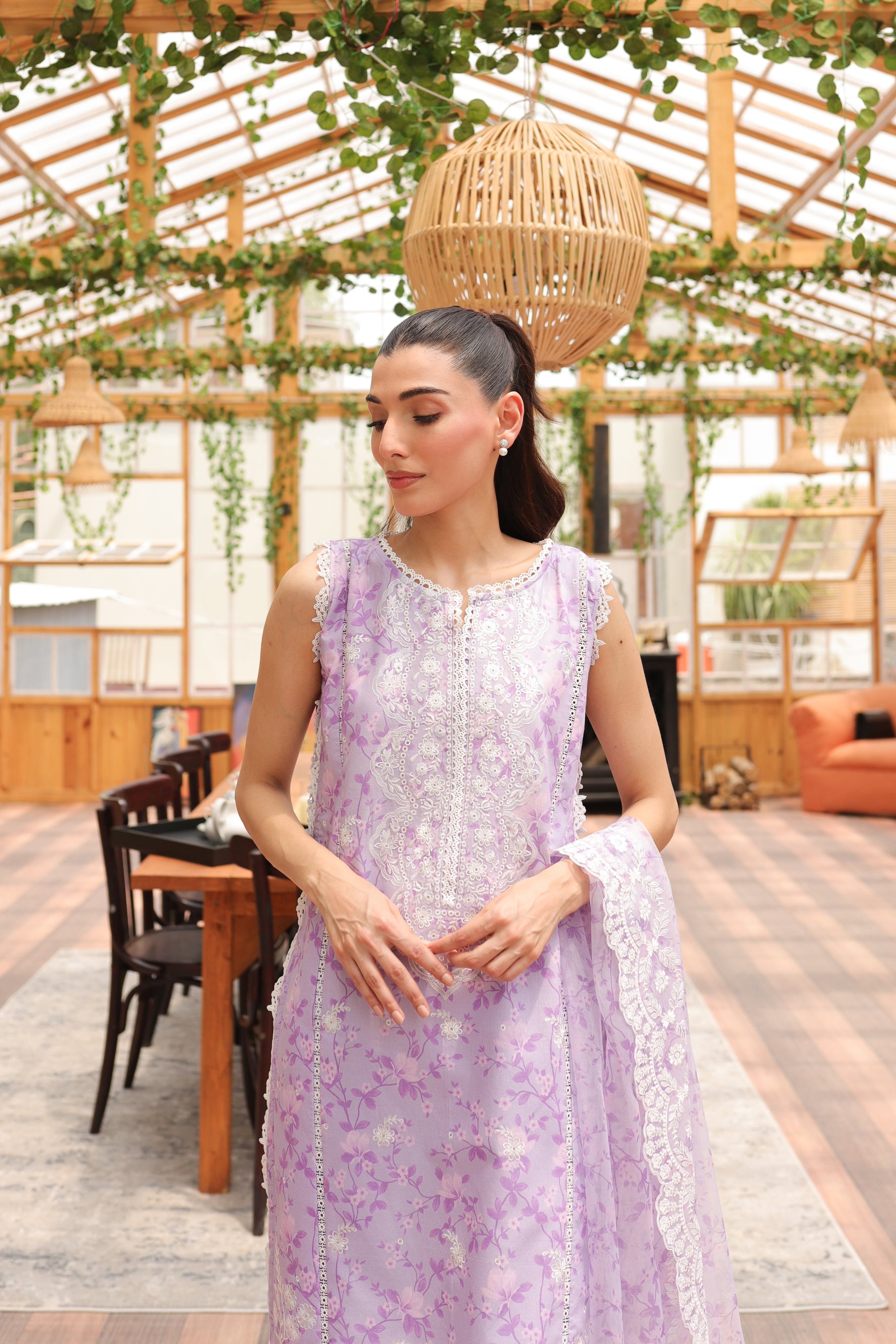 PASTEL LILAC FLORAL LUXURY LAWN NEL-23623