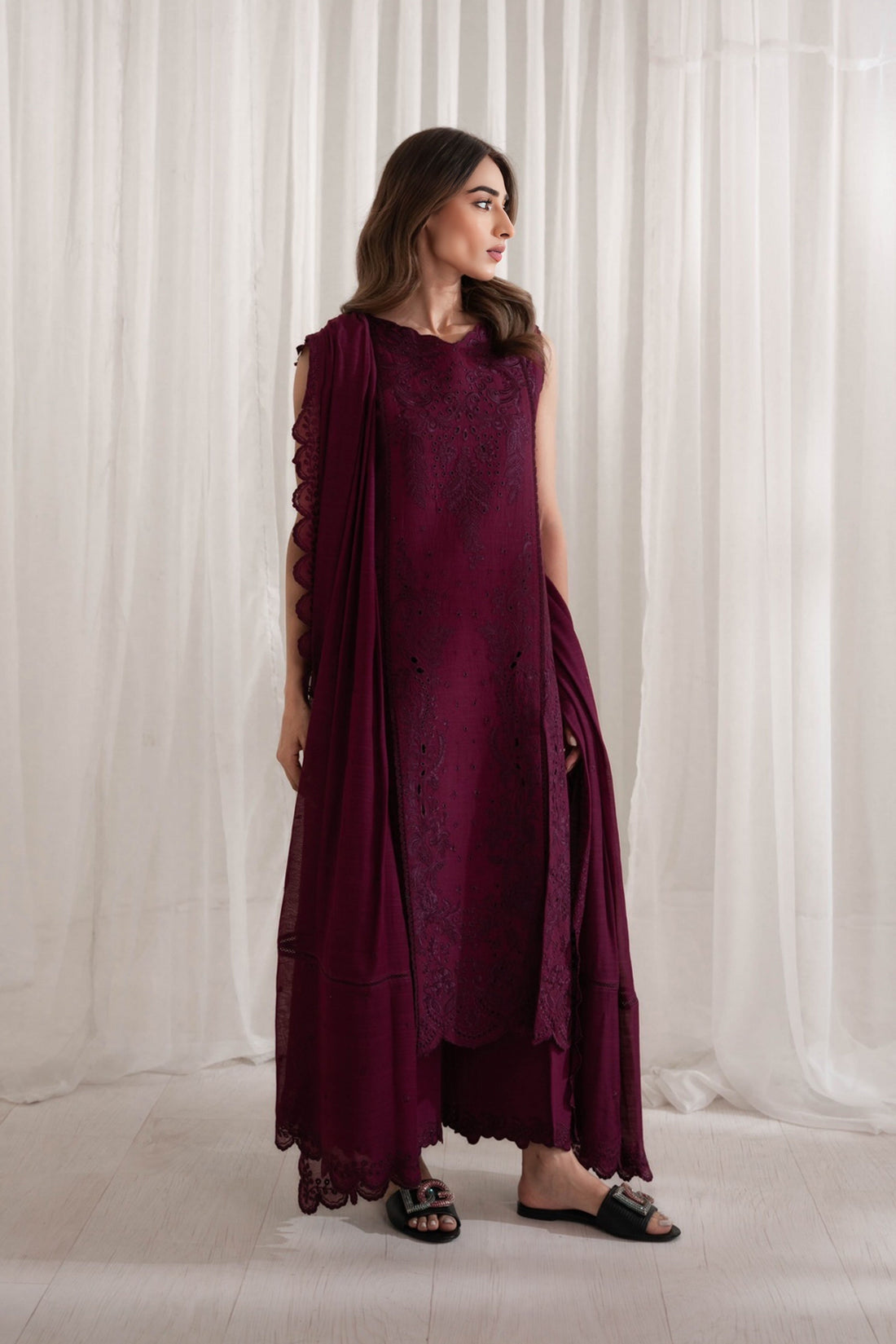 DEEP PLUM SET / EID PRET 2024 NPA3-24415  POST EID DELIVERY