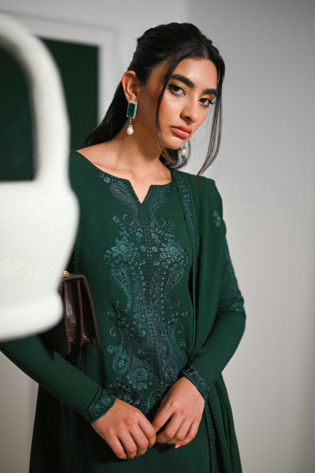 EMERALD LUXURY EMBROIDERED KARANDI SET NEL-23636